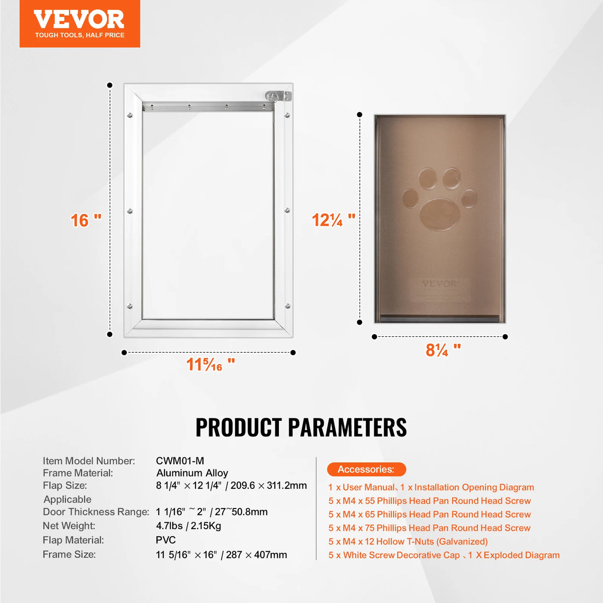 Premium Aluminum Pet Door With Secure Lock And Weatherproof Flap