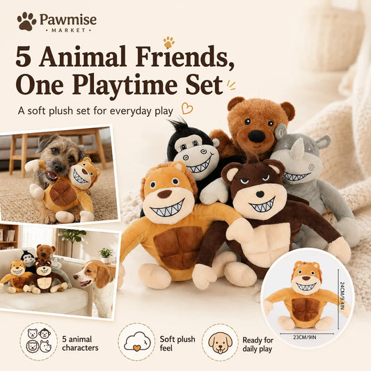 Premium Plush Squeaky Pet Toy Set For Dogs And Cats
