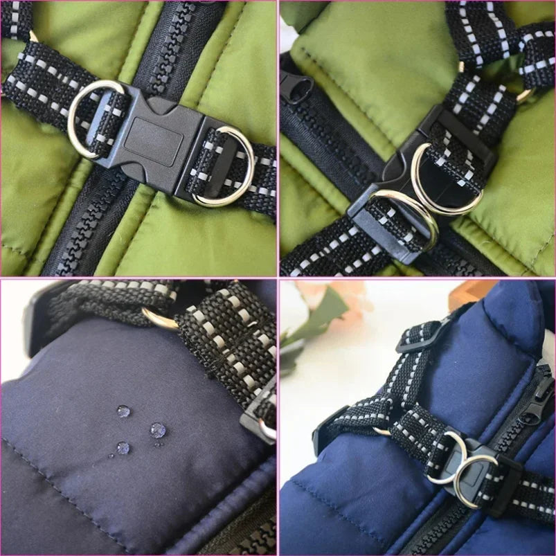 Waterproof Winter Dog Jacket With Built In Harness For Dogs