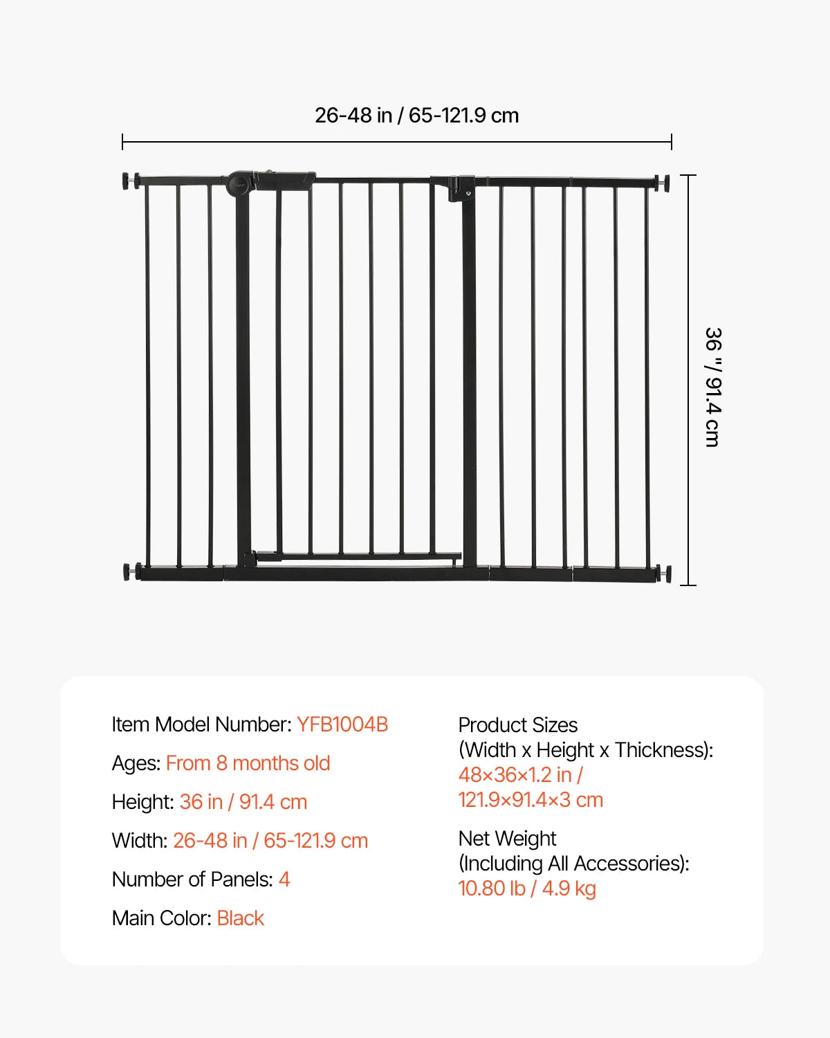 SucceBuy Pressure Mount Walk Thru Baby And Dog Safety Gate