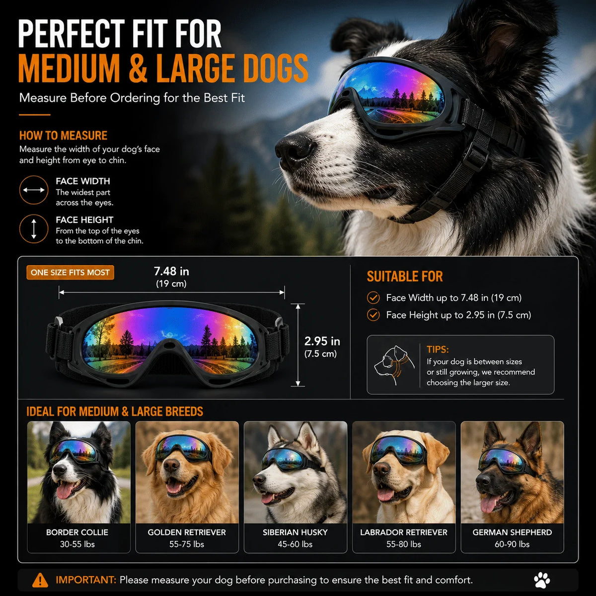 Adjustable Dog Sunglasses With Anti UV Wind And Dust Protection