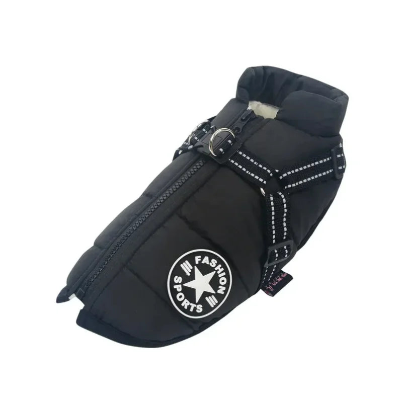 Waterproof Winter Dog Jacket With Built In Harness For Dogs
