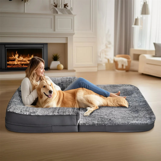 BINGOPAW Orthopedic Foldable Plush Dog Bed With Cover