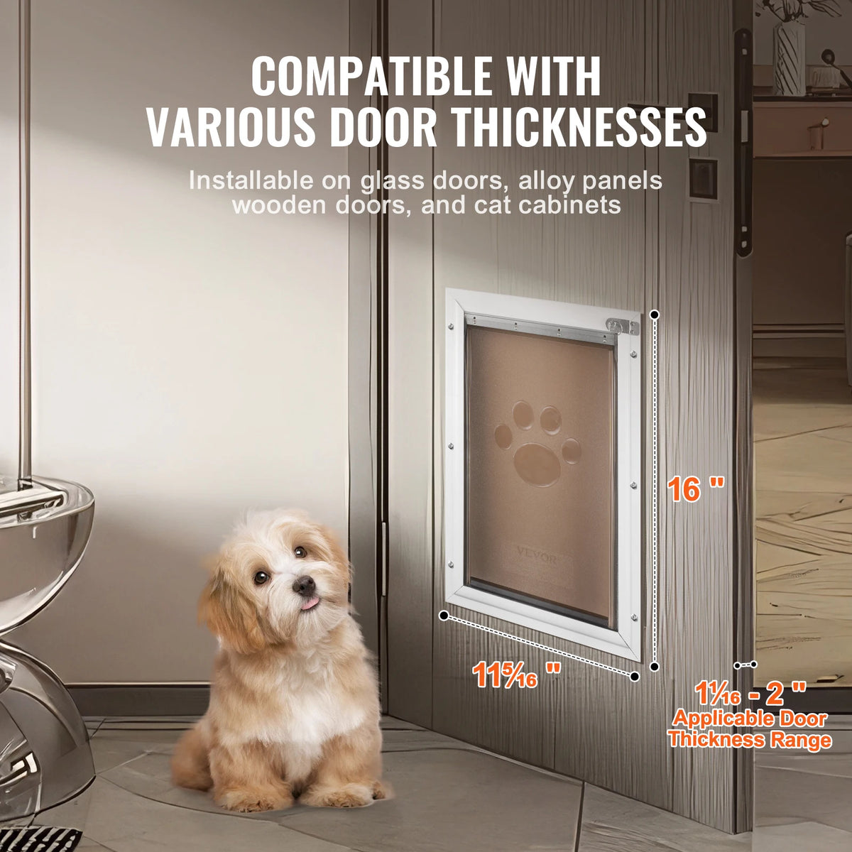 Premium Aluminum Pet Door With Secure Lock And Weatherproof Flap