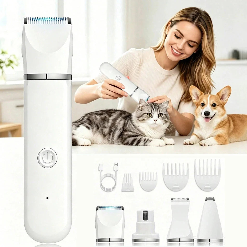 SHUYU 4-in-1 Rechargeable Pet Hair Clipper And Grooming Kit