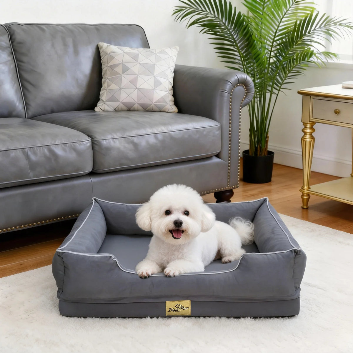 BINGOPAW Orthopedic Dog Bed With Washable Foam Bolster Cushion