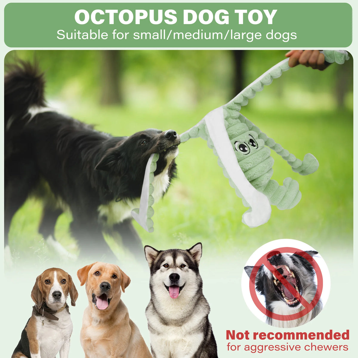 Octopus Squeaky Plush Dog Chew Toy For Interactive Teeth Grinding