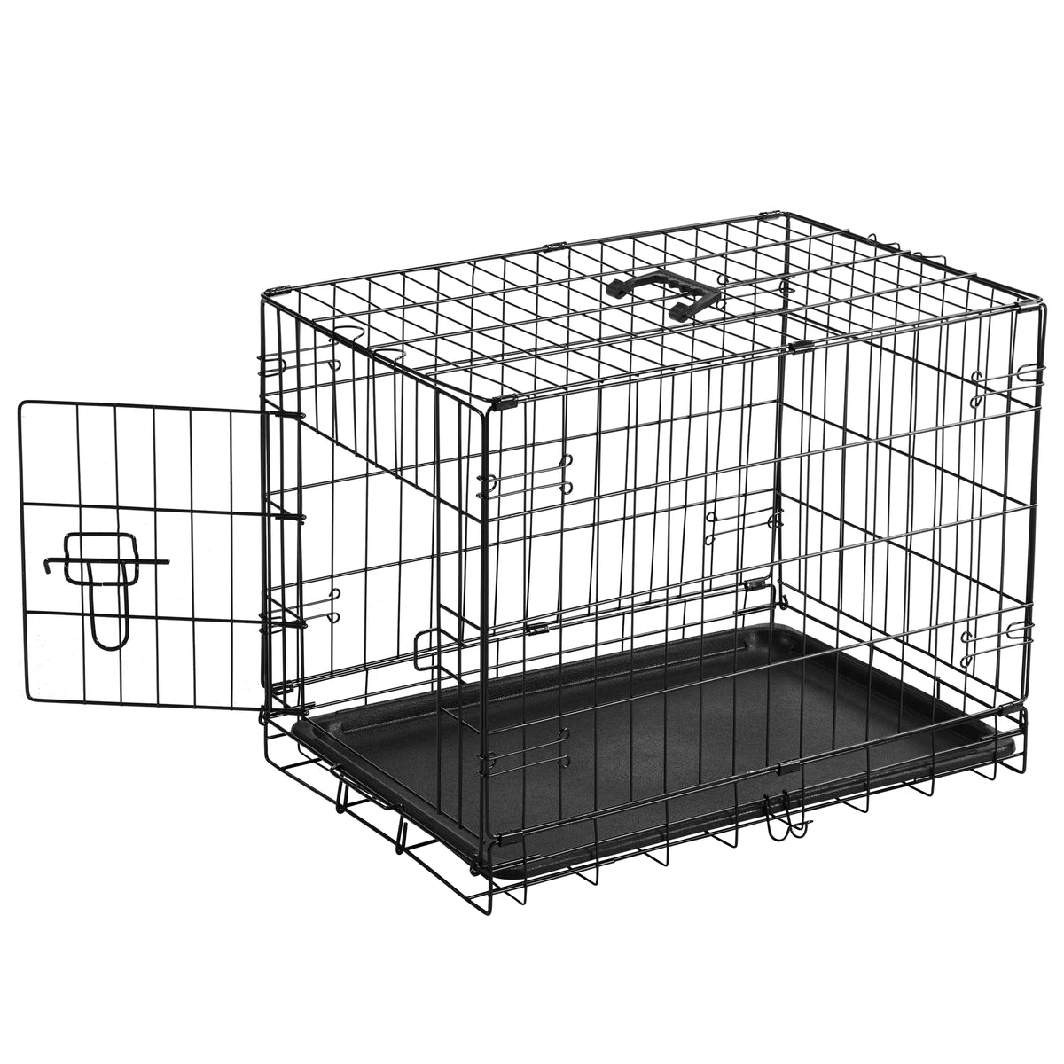 JHK Single Door Folding Pet Kennel With Leakproof Metal Tray