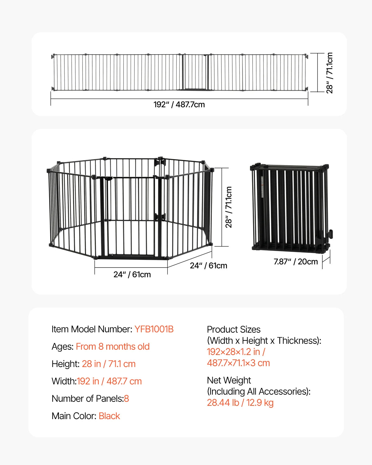SucceBuy Pressure Mount Walk Thru Baby And Dog Safety Gate