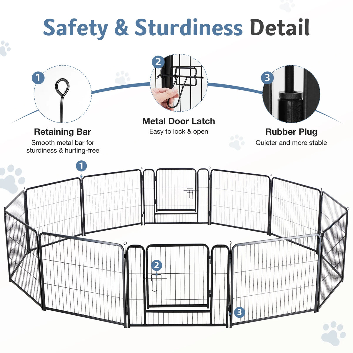 JHK Foldable Metal Dog Playpen For Pets And Puppies