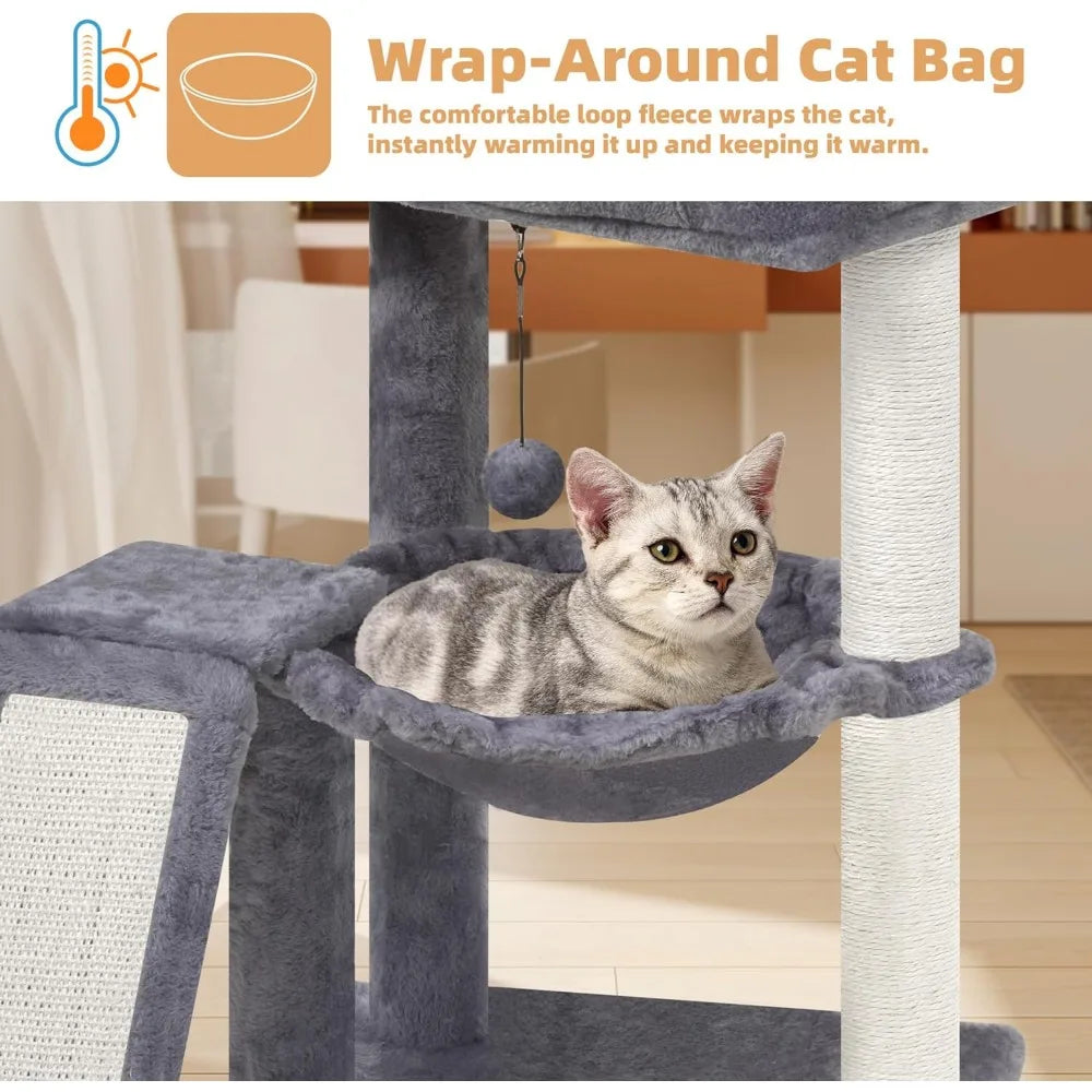 NBVCX Indoor Cat Tree Tower With Scratching Post And Hammock