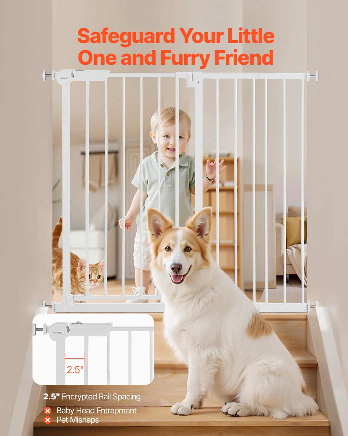 SucceBuy Pressure Mount Walk Thru Baby And Dog Safety Gate