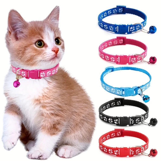 Adjustable Cat Kitten Collar with Bell and Ribbons