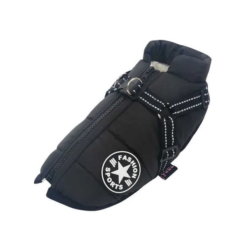 Waterproof Winter Dog Jacket With Built In Harness For Dogs