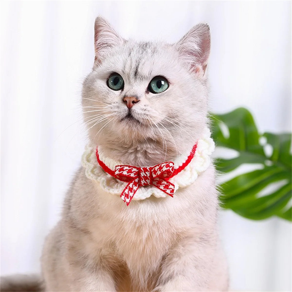 Adjustable Pet Saliva Towel Collar With Decorative Bow