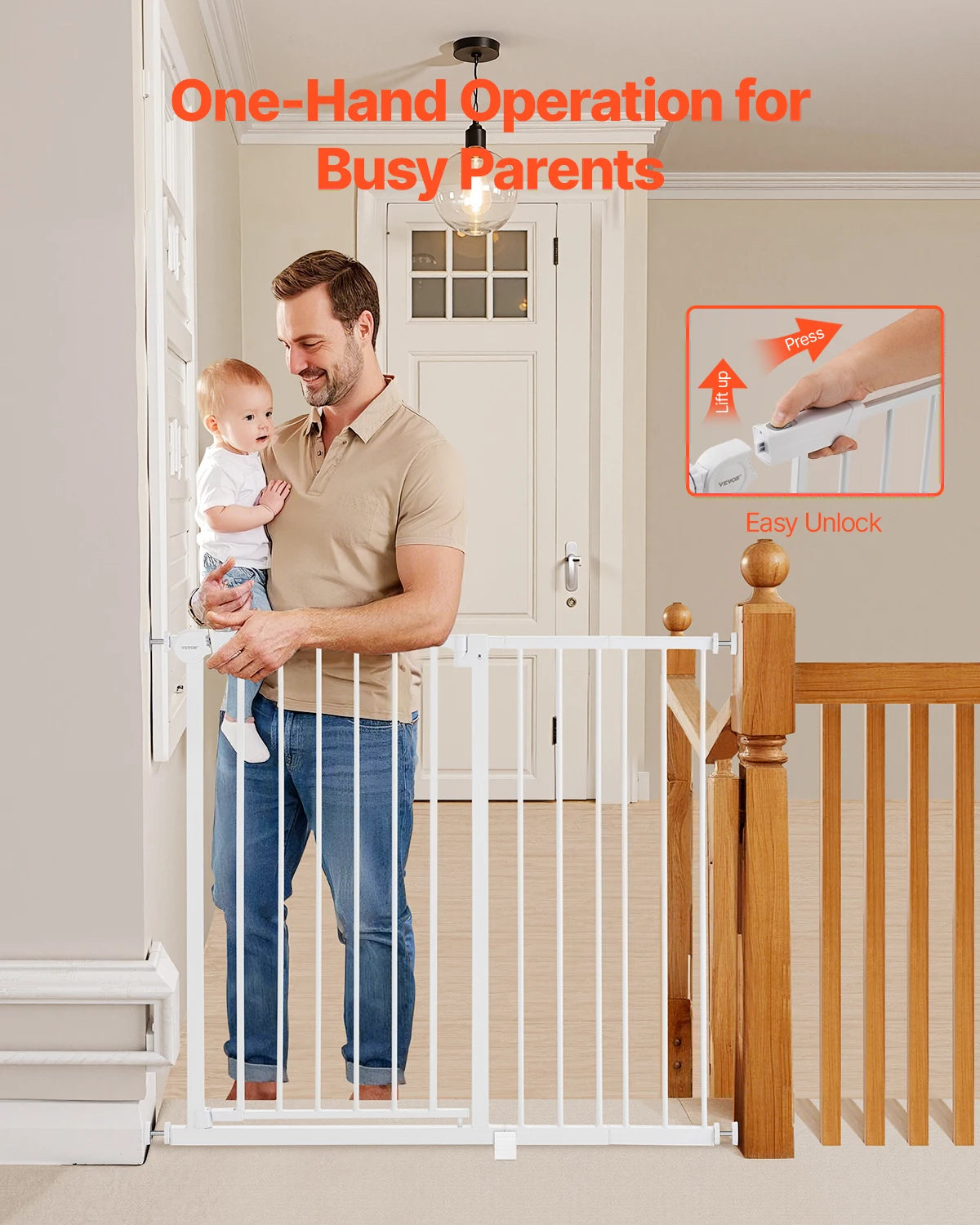 SucceBuy Pressure Mount Walk Thru Baby And Dog Safety Gate
