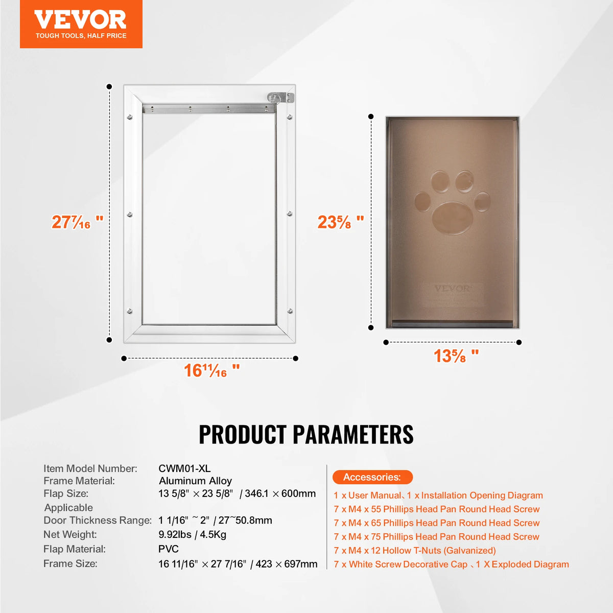 Premium Aluminum Pet Door With Secure Lock And Weatherproof Flap