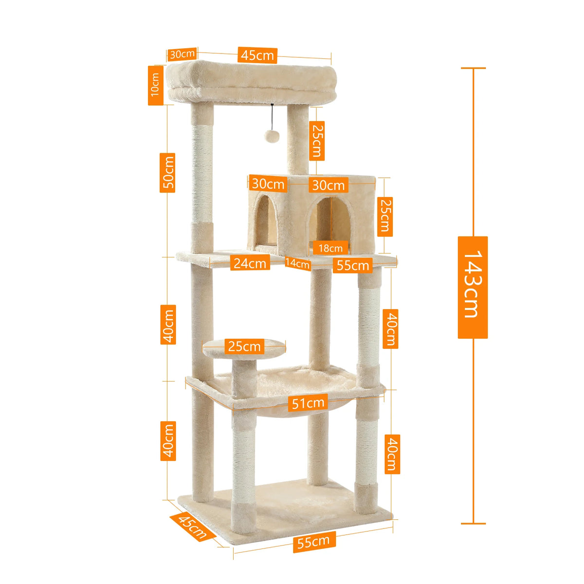 Pawz Road Five Tier Cat Tree Condo With Hammock Posts