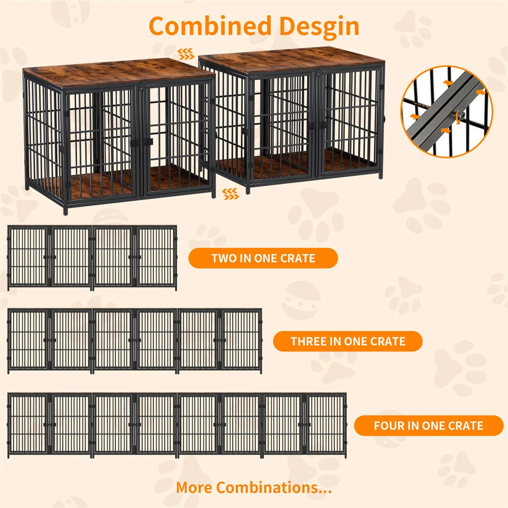 Borwart Furniture Style Dog Crate With Removable Divider And Doors